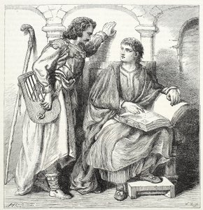 Trovatore e Barbe, illustrazione da La storia del protestantesimo di James Aitken Wylie (1808-1890), pub. 1878 da English School