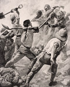 Soldati turchi e britannici in combattimento corpo a corpo sulla penisola di Gallipoli, Turchia 1915, da 