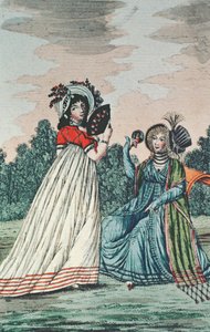 Due signore alla moda in un giardino, c.1800 da English School