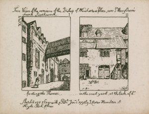 Due vedute dei resti del Palazzo del Vescovo di Winchester da English School