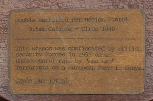 Etichetta dattiloscritta per una pistola a percussione a doppia canna (373725)