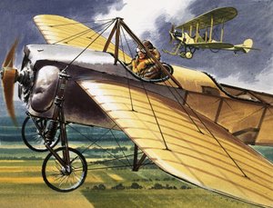 Aereo non identificato con biplano sullo sfondo da English School