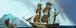 Nave a vela non identificata che si avvicina a un