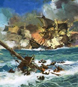 Nave a vela non identificata che esplode