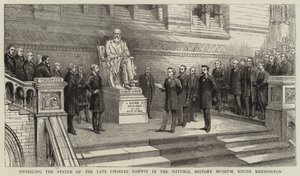 Inaugurazione della statua del defunto Charles Darwin nel Museo di Storia Naturale, South Kensington