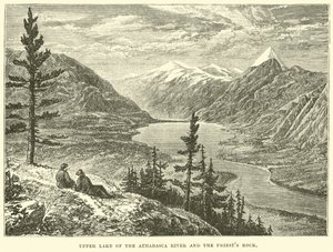 Lago superiore del fiume Athabasca e la roccia dei sacerdoti da English School