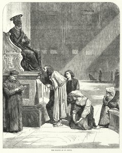 Vaticano, San Pietro, baciando le dita del piede della statua di San Pietro da English School