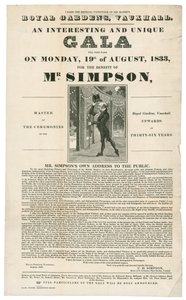 Giardini di Vauxhall, beneficio per il signor Simpson, 19 agosto 1833
