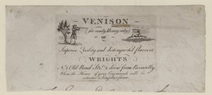 Venditore di venison, Wrights, biglietto da visita da English School