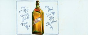 Bottiglia di whisky Highland molto vecchia, biglietto di Natale