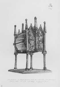Reliquiario, in cristallo di rocca e argento dorato, italiano, circa 1350 da English School