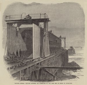 Victoria Bridge, sezione che mostra la formazione del tubo e il suo modo di strutturare (incisione)