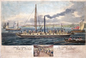 Vista delle navi a vapore britanniche, pubblicata da R. Ackermann, 1820-51