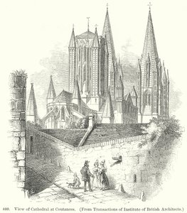 Veduta della cattedrale di Coutances (incisione)