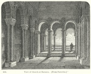 Veduta della chiesa di Naranco (incisione) da English School