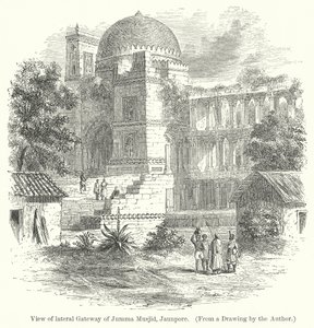 Vista della porta laterale del Jumma Musjid, Jaunpore (incisione) da English School