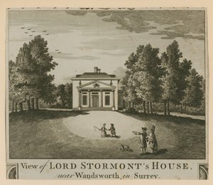 Vista della casa di Lord Stormont vicino a Wandsworth nel Surrey da English School