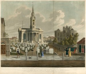 Veduta della Chiesa di St Paul, Deptford, Londra, e della Casa del Rettore