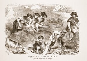 Vista di un cortile della polvere, illustrazione da London Labour and London Poor di Henry Mayhew, pub. 1862 da English School