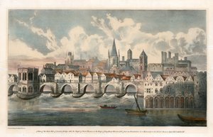 Veduta del lato est del Vecchio Ponte di Londra dai BM Royal MSS