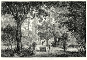 Veduta del consolato britannico, Canton (incisione) da English School