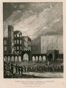 Veduta delle Case dei Lord e dei Comuni, distrutte dal fuoco il 16 ottobre 1834 da English School