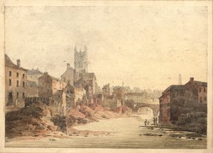 Veduta del fiume Irwell, Manchester, c.1820-30 da English School