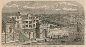 Vista del Royal Free Hospital in Grays Inn Road, mostrando la nuova Sussex Wing da English School