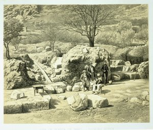 Vista del Tempio di Marte, da A History of Discoveries at Helicarnassus, Cnidus, & Branchidae, di Charles Thomas Newton, pub. 1862 da English School