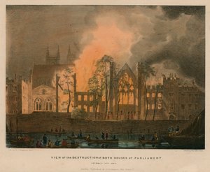 Veduta della distruzione di entrambe le Case del Parlamento, 16 ottobre 1834
