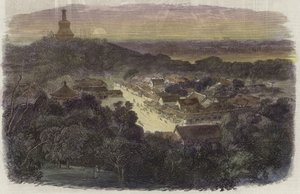 Vista dei giardini e del tempio buddista nella Città Imperiale da English School