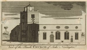 Vista della chiesa parrocchiale di Stoke Newington da English School