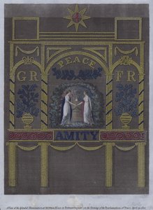 Veduta della splendida illuminazione alla casa di M Otto in Portman Square, Londra, la sera della proclamazione della pace, 29 aprile 1802