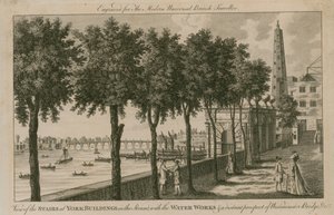 Vista delle scale agli York Buildings nello Strand