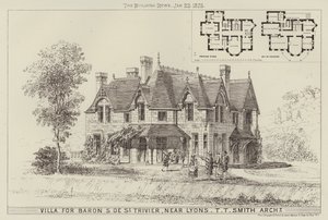 Villa per il Barone S de St Trivier, vicino a Lione (incisione) da English School