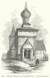 Chiesa di villaggio presso Tzarskoe Selo (incisione) da English School