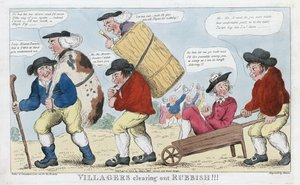 Villagers Clearing out Rubbish!!!, pub. 1800 (incisione colorata a mano)