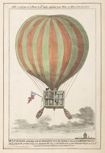 Vincent Lunardi in volo dopo la sua ascesa da Moorfields, settembre 1784 da English School