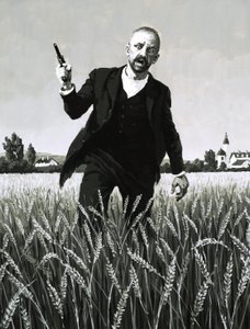 Vincent Van Gogh che cammina attraverso un campo di grano verso la sua morte da English School