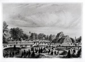 Visitatori che osservano la Palm House a Kew Palace, c.1860 da English School