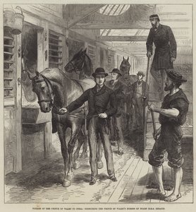 Viaggio del Principe di Galles in India, esercitazione dei cavalli del Principe di Galles a bordo della HMS Serapis da English School