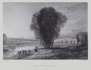 Ponte di Walton, Surrey (incisione) da English School