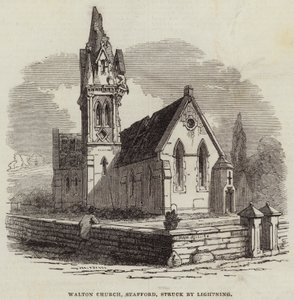 Chiesa di Walton, Stafford, colpita da un fulmine (incisione)