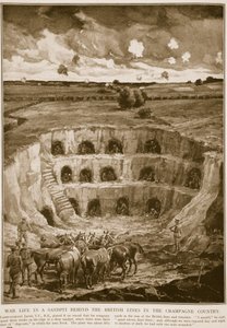 Vita di guerra in una cava di sabbia dietro le linee britanniche nella regione della Champagne, 1914-19