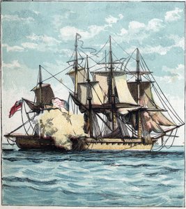 Guerra del 1812 tra Stati Uniti e Gran Bretagna: la fregata Chesapeake durante la battaglia navale contro la fregata britannica 