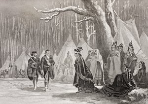 Washington e Gist visitano la regina indiana Alliquippa, da 