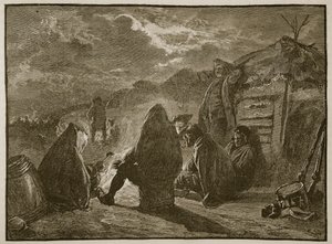 Washington al fuoco del campo a Valley Forge, illustrazione da Cassells Illustrated History of England da English School