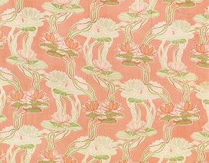 Ninfee su sfondo corallo, design tessile
