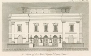 Facciata ovest del nuovo Drury Lane Theatre, Londra