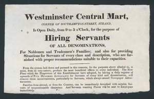 Westminster Central Mart, Assunzione di Servitori da English School